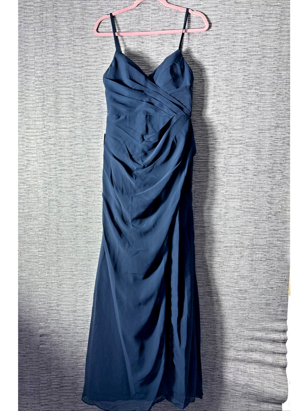 Azazie Maci Formal Wedding Chiffon Dress, Navy, Size 6